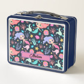 Niedliches Mermaid-Muster - benutzerdefinierbarer  Metall Brotdose (Vorderseite)