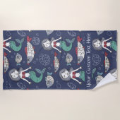 Niedliches Mermaid Muster, benutzerdefiniertes Str Strandtuch (Vorderseite)