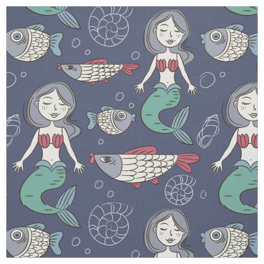 Niedliches Mermaid-Muster Stoff (Muster)
