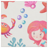 Niedliches Mermaid-Muster Unterwasserthemenprogram Stoff (Nahaufnahme)