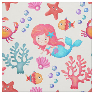 Niedliches Mermaid-Muster Unterwasserthemenprogram Stoff