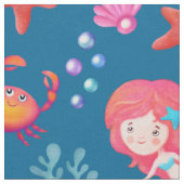 Niedliches Mermaid-Muster Unterwasserthemenprogram Stoff (Nahaufnahme)