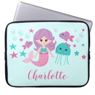 Niedliches Mermaid Personalisiert Girl Laptopschutzhülle