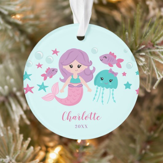 Niedliches Mermaid Personalisiert Girl Ornament (Baum)