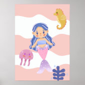 Niedliches Mermaid Pink Kinderzimmer Kinder Poster (Vorne)