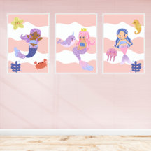 Niedliches Mermaid Pink Kinderzimmer Kinder