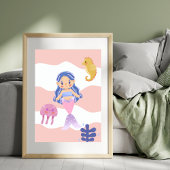 Niedliches Mermaid Pink Kinderzimmer Kinder Poster