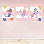 Niedliches Mermaid Pink Kinderzimmer Kinder Poster