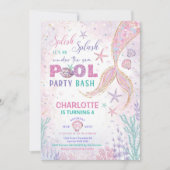 Niedliches Mermaid Pool Party unter dem Meer Gebur Einladung (Vorderseite)