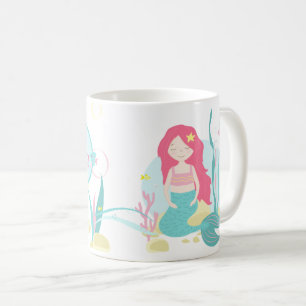 Niedliches Mermaid-Rosa- und Mini-Muster Kaffeetasse