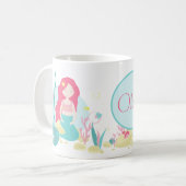 Niedliches Mermaid-Rosa- und Mini-Muster Kaffeetasse (Vorderseite Links)
