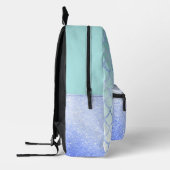 Niedliches Mermaid Turquoise Lila Glitzer Monogram Bedruckter Rucksack (Links)