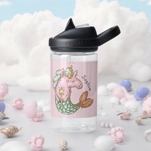 Niedliches Mermaid Unicorn mit Name Trinkflasche