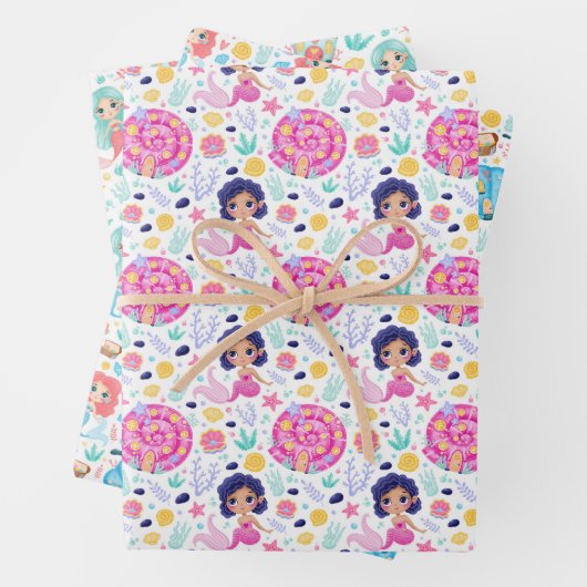 Niedliches Mermaids Wrapping Paper Set von 3 Geschenkpapier Set (Beispiel)