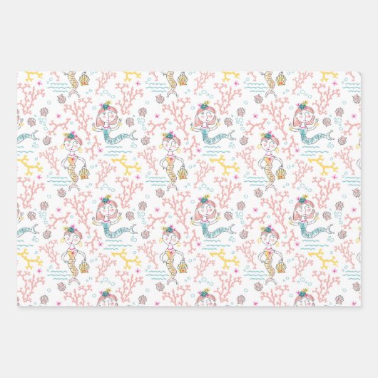 Niedliches Mermaied Craft Decoupage Scrapbook und Geschenkpapier Set (Vorderseite)