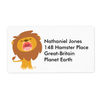 Niedliches Mighty Roaring Lion Cartoon Label