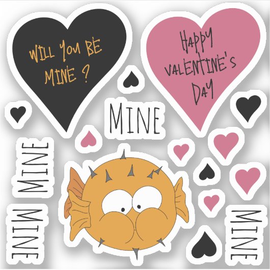 Niedliches Mine Mine Mine Puffer Fish Theme Aufkleber (Vorderseite)