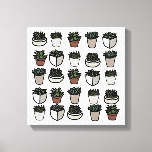 Niedliches Mini-Sukkularmuster Leinwanddruck (Vorderseite)