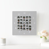 Niedliches Mini-Sukkulationsmuster Quadratische Wanduhr (Zuhause)
