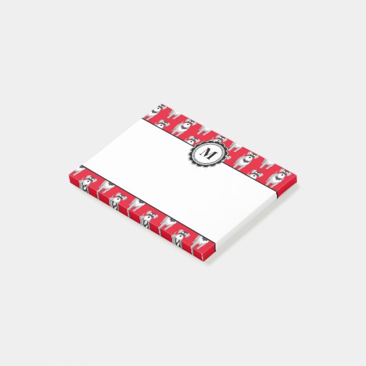 Niedliches Miniaturschnauzer-Welpen-Muster Post-it Klebezettel (angewinkelt)