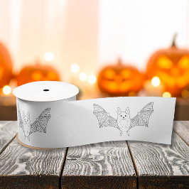 Niedliches Minimal Bat mit Flügelleinen Art Hallow Satinband