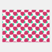 Niedliches Minimal Erdbeermuster in Rot und Grün Geschenkpapier Set (Vorderseite 2)