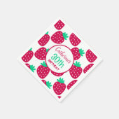 Niedliches Minimal Erdbeermuster in Rot und Grün Serviette (Ecke)