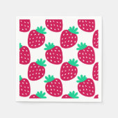 Niedliches Minimal Erdbeermuster in Rot und Grün Serviette (Vorderseite)