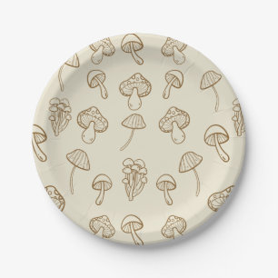 Niedliches Minimal Fungi Pilzmuster Pappteller