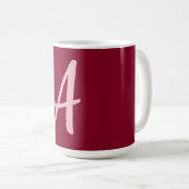 Niedliches Minimalistisches Burgundy Red Calligrap Kaffeetasse (VorderseiteRechts)