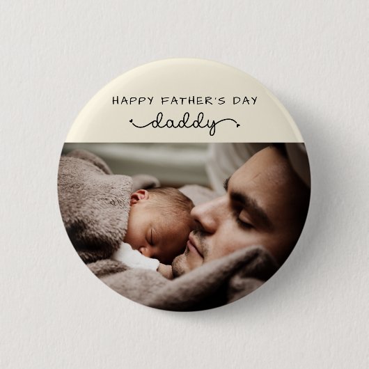 Niedliches Minimalistisches Foto des eigenen Vater Button (Vorderseite)