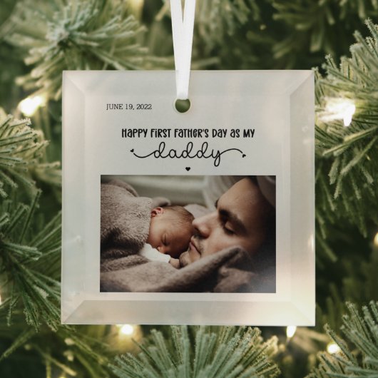 Niedliches Minimalistisches Foto des ersten Vaters Ornament Aus Glas (Insitu)