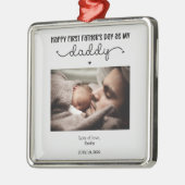 Niedliches Minimalistisches Foto des ersten Vaters Ornament Aus Metall (Links)