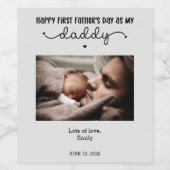 Niedliches Minimalistisches Foto des ersten Vaters Weinetikett (Einzelnes Label)