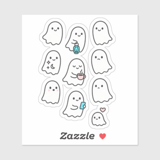 Niedliches Minimalistisches Ghost Sticker Pack - k (Blatt)