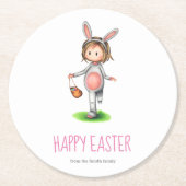 Niedliches Minimalistisches Giro in Bunny Kostüm O Runder Pappuntersetzer (Vorderseite)