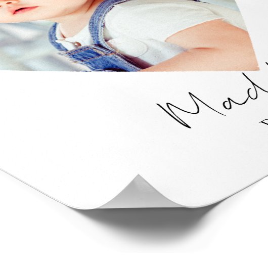 Niedliches Minimalistisches Herz Foto Erste Geburt Poster (Ecke)