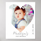 Niedliches Minimalistisches Herz Foto Erste Geburt Poster (Vorne)