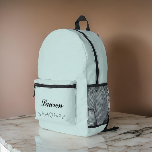 Niedliches Minimalistisches Herz Grüne Blätter Pas Bedruckter Rucksack