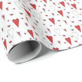 Niedliches Minimalistisches Herzmuster in Rot und  Geschenkpapier (Rolleneckpunkt)