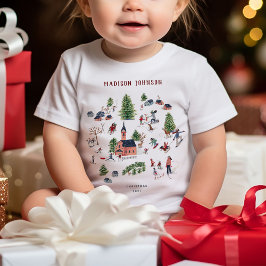 Niedliches Minimalistisches Nordic Winter Village  Baby T-shirt
