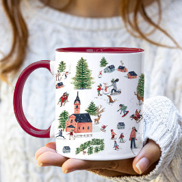Niedliches Minimalistisches Nordic Winter Village  Tasse
