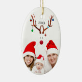 Niedliches Minimalistisches Reindeer Weihnachts-Fo Keramik Ornament (Rechts)