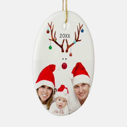 Niedliches Minimalistisches Reindeer Weihnachts-Fo Keramik Ornament (Rechts)