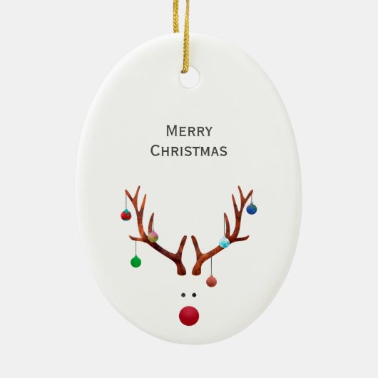 Niedliches Minimalistisches Reindeer Weihnachts-Fo Keramik Ornament (Hinten)
