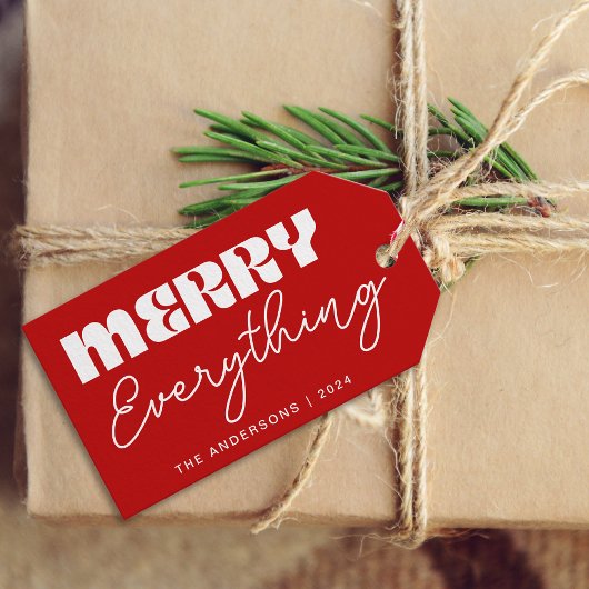 Niedliches Minimalistisches Retro Merlin Alles Rot Geschenkanhänger