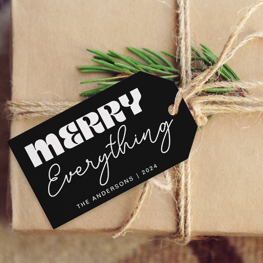 Niedliches Minimalistisches Retro Merry Alles Schw Geschenkanhänger