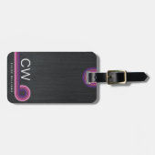 Niedliches Minimalistisches Retro-Streifen Monogra Gepäckanhänger (Vorderseite horizontal)