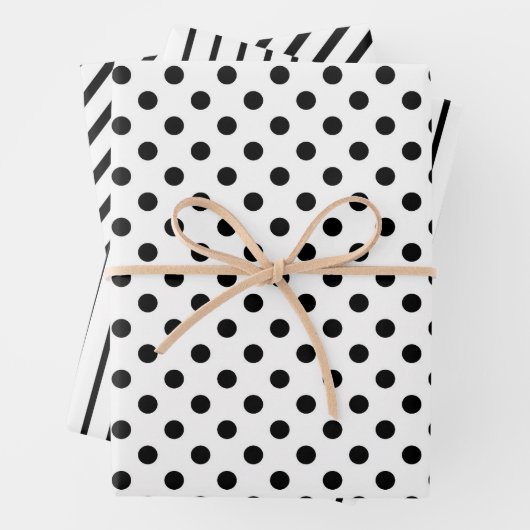 Niedliches Minimalistisches Schwarzweiß-Muster Geschenkpapier Set (Beispiel)