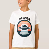 Niedliches Minimalistisches UFO bei Sonnenuntergan T-Shirt (Vorderseite)